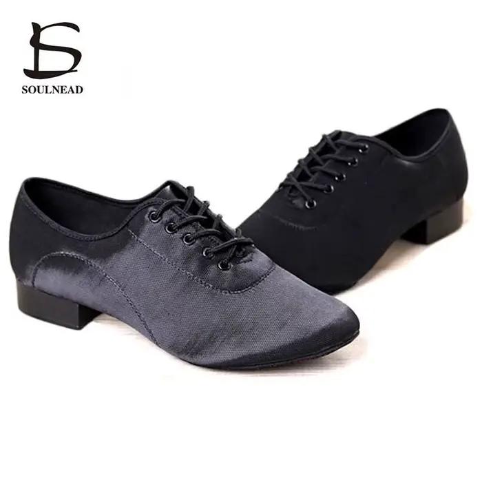 Chaussures de danse Salsa pour hommes semelle souple tissu talon bas Tango baskets de danse pour hommes ocassions de danse et de compétitions