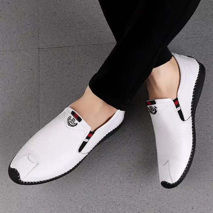 Mocassins plats en cuir véritable pour hommes, chaussures décontractées à pois Harajuku, confort, respirants, pour homme, printemps/automne, occasions spéciales