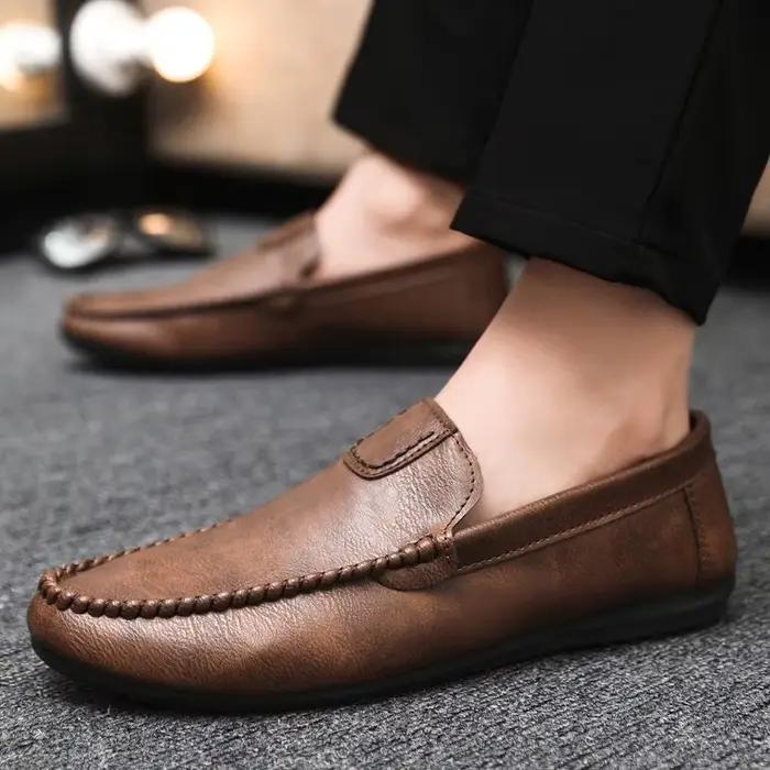 Bureau plat mâle chaussures décontractées Pu peau de vache confortable rétro adultes classique Original élégant bas