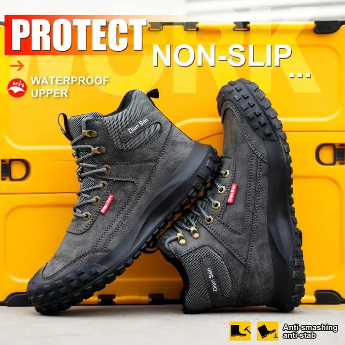 Chaussures de sécurité pour hommes Dian Sen à embout d'acier avec semelles anti-écrasement