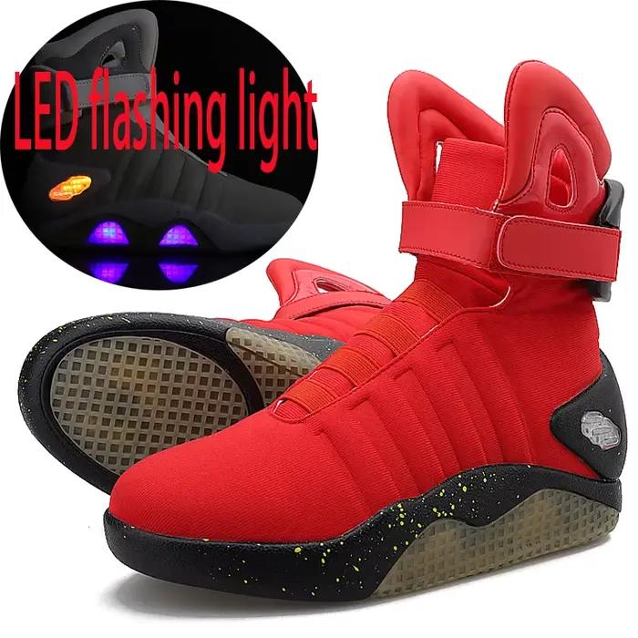 Bottes de science-fiction avec éclairage LED et télécommande pour hommes et femmes, chaussures à lacets avec croquettes et boucles pour occasions spéciales