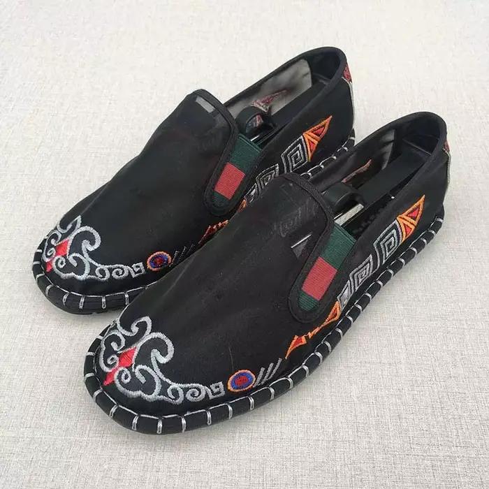Mocassins en toile pour hommes, chaussures plates, décontractées, sans lacets