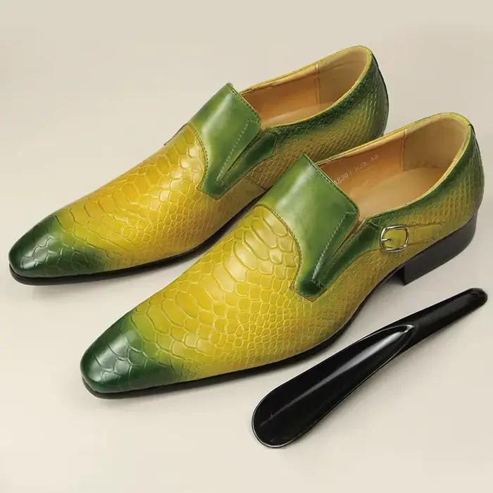 Moine décontracté chaussures de luxe pour hommes en cuir pleine fleur robe sociale livraison gratuite Schuhe Herren vert classique artisanat zapatos