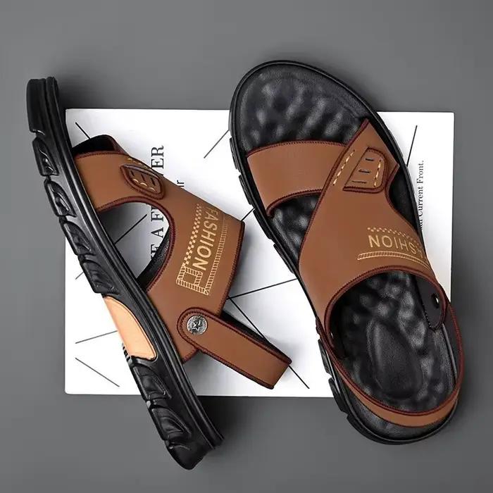 Sandales Homme 2025 Nouveauté Été Plage Extérieur Confortables à Semelle Épaisse Double Bride Respirantes Chaussures Décontractées à Enfiler pour Papa
