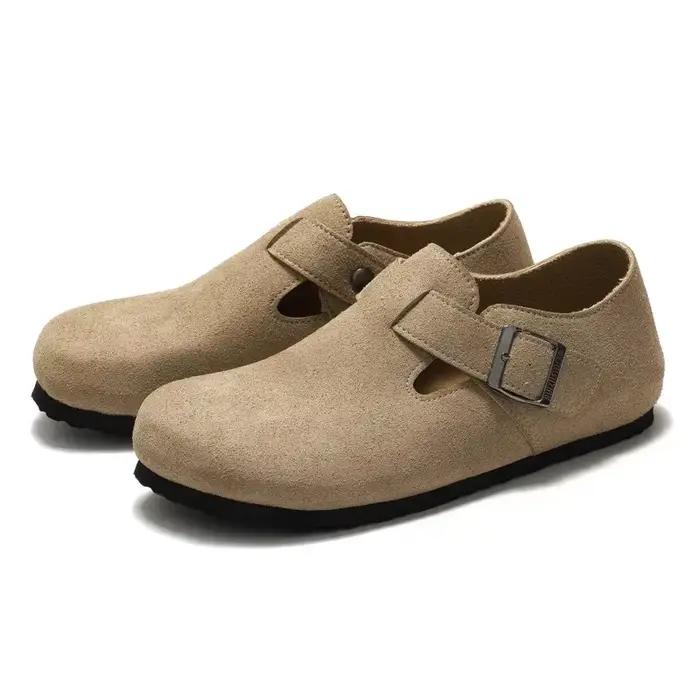 Chaussures décontractées unisexes semelle en liège cuir respirant pour homme et femme automne hiver polyvalentes à offrir occasions multiples