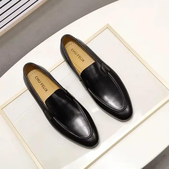 FELIX CHU Designer mode hommes mocassins en cuir à la main noir marron décontracté affaires robe chaussures fête mariage