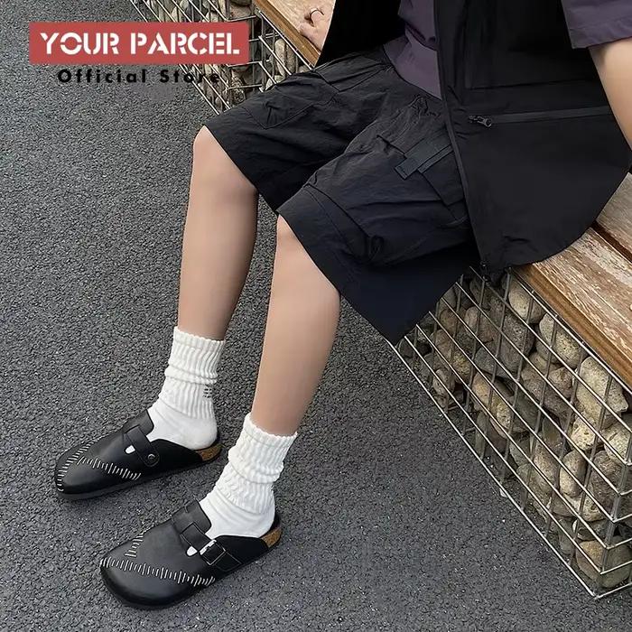 Nouvelles pantoufles d'été pour hommes avec une niche en cuir verni couture design chaussures Birken corknon