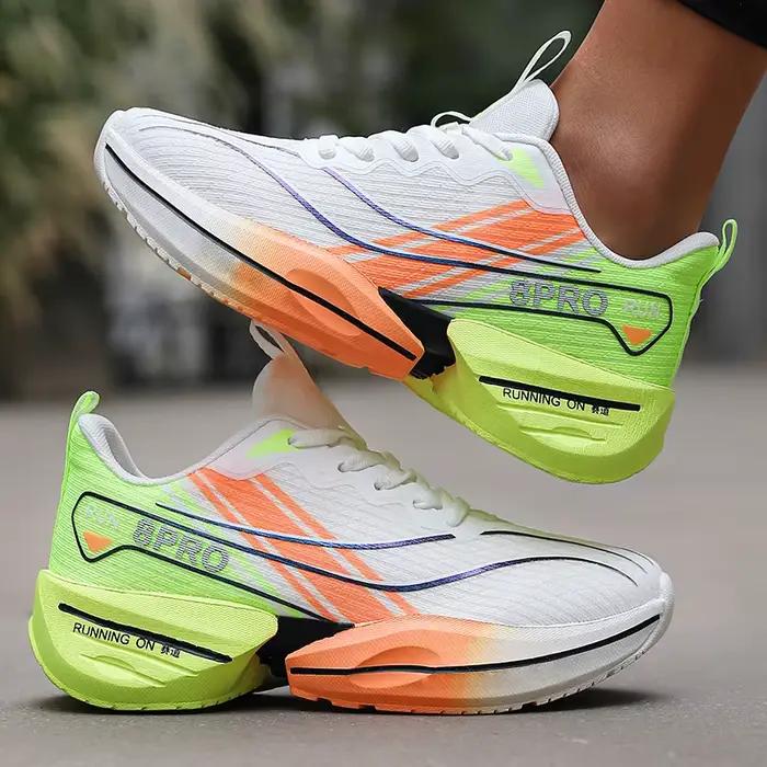 Couple chaussures de course nouveaux hommes plaque de carbone