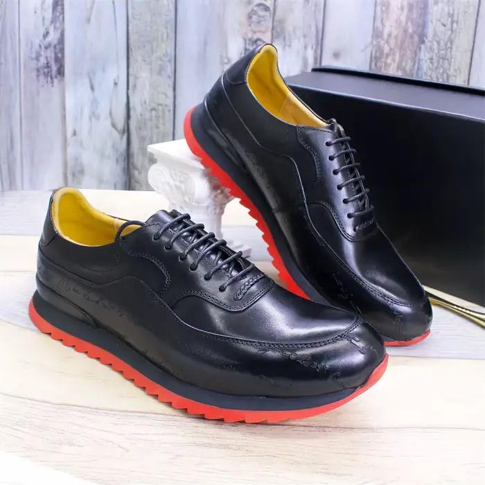 Baskets en cuir véritable à lacets pour hommes
