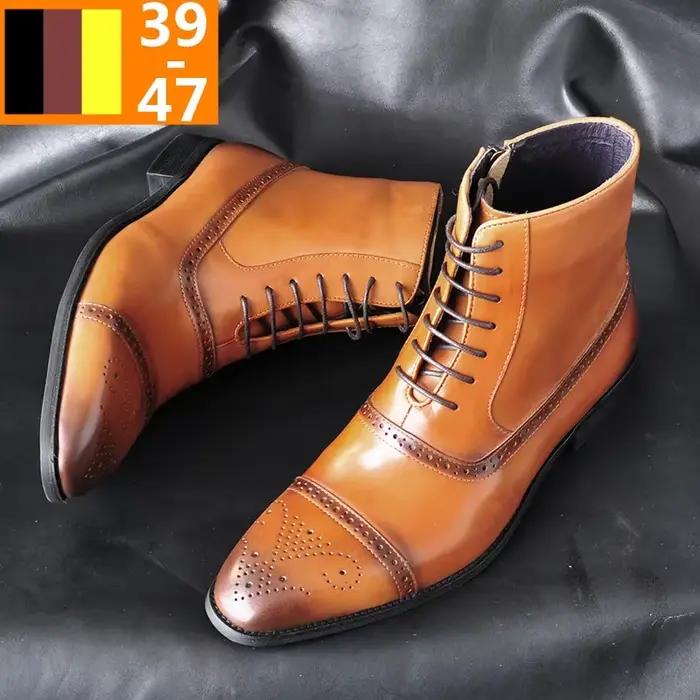 Bottes rétro Oxfords en cuir pour hommes affaires bottines de haute qualité bottes Chelsea style britannique printemps automne