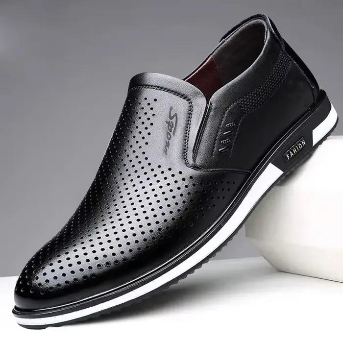 Mocassins SBIP en Cuir Artificiel pour Hommes - Chaussures Décontractées Respirantes et Durables pour Toutes les Occasions Printemps-Automne