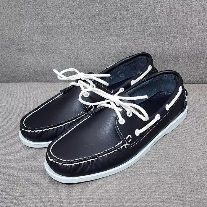 Mocassins en cuir véritable pour hommes, baskets de conduite décontractées, chaussures de bateau classiques faites à la main