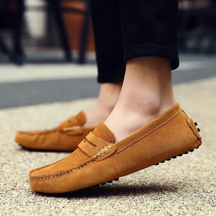 MSHHousehouse-Mocassins souples en cuir suédé pour hommes