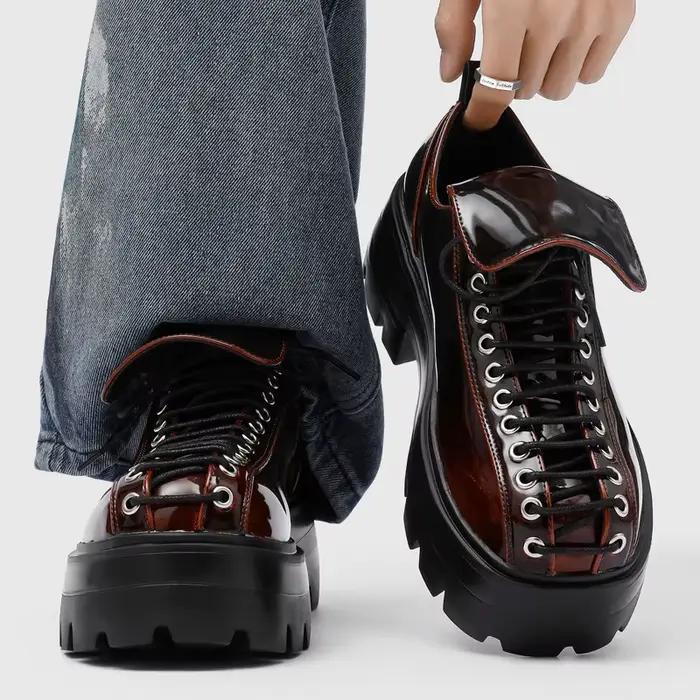 Chaussures Derby à bout rond homme ultra-cuir confort semelle épaisse caoutchouc pointure 38-46 occassions professionnelles et décontractées