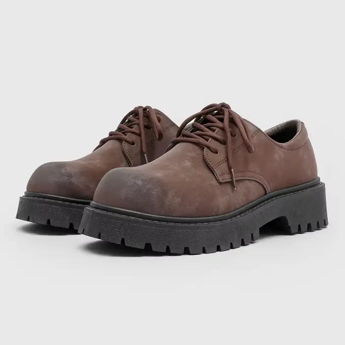 Chaussures Derby montantes à plateforme rétro de style anglais pour hommes