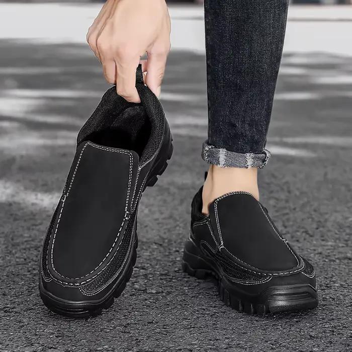 Chaussures décontractées en cuir faites à la main hommes baskets en plein air
