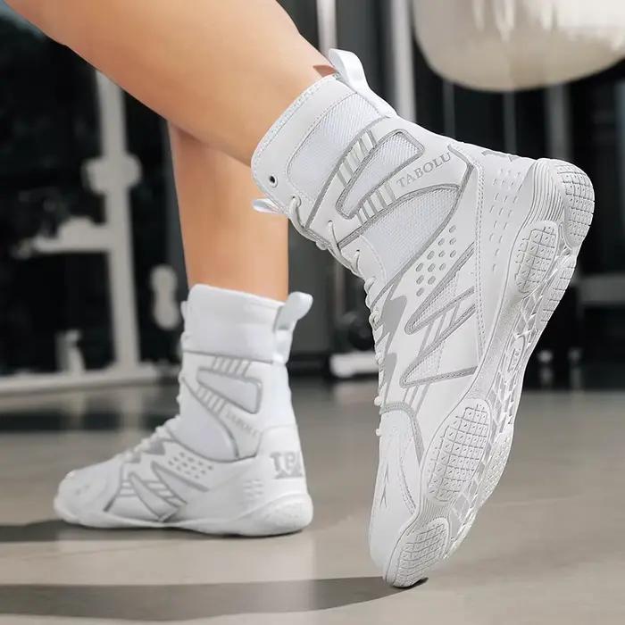 Chaussures de boxe et de lutte respirantes pour hommes, idéales pour entraînement et compétition, adaptées aux squats, semelles en caoutchouc et EVA