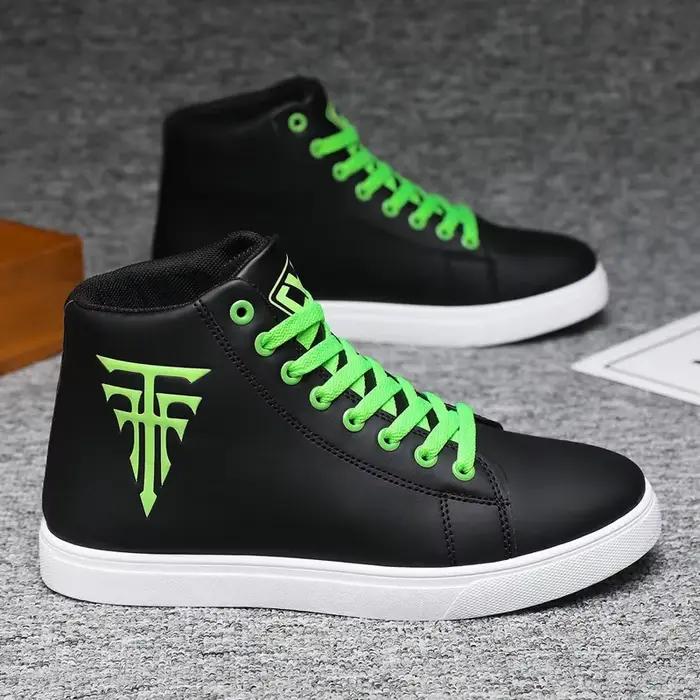 Baskets blanches haut hommes chaussures vulcanisées chaussures de loisir à la mode chaussure de course en plein air antidérapant à lacets hommes chaussures Tenis Hombres
