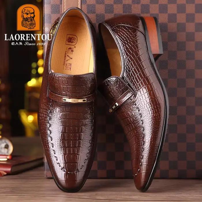 Chaussures d'affaires britanniques en cuir véritable pour hommes