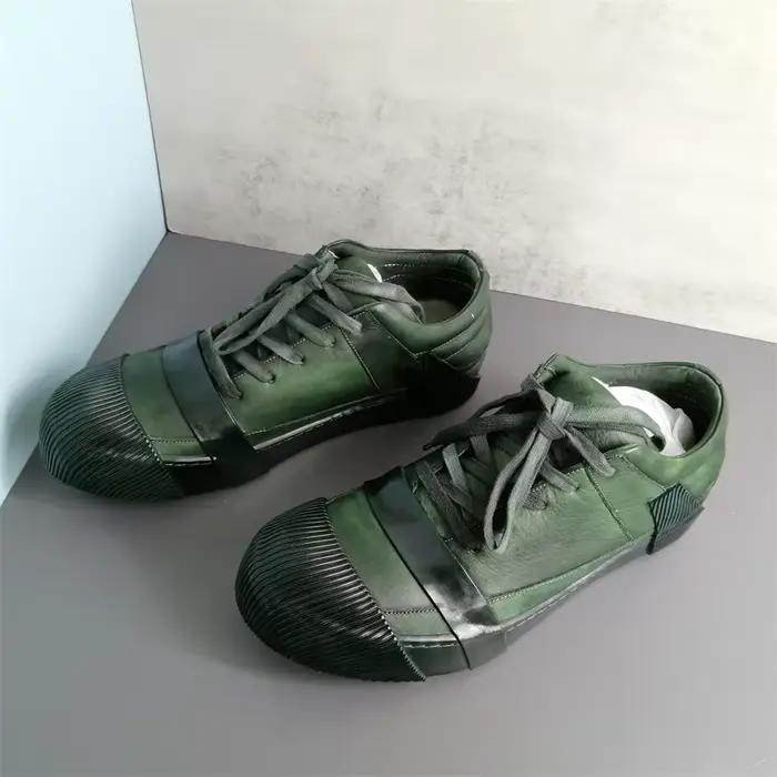 Chaussures à lacets en cuir véritable pour hommes – Oxfords décontractés classiques à semelle plate, baskets tendance de Style européen pour hommes