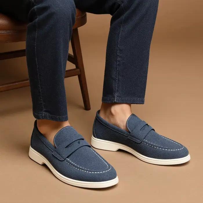 Mocassins homme hecrafted respirants confortables pour printemps automne ocassions quotidiennes pointure ajustée matériaux synthétiques et cuir collage semelle en caoutchouc et eva
