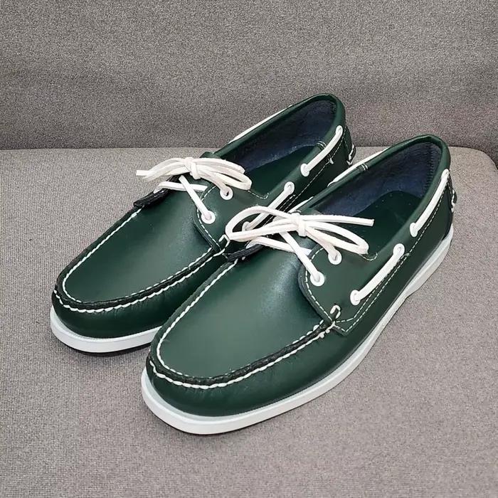Chaussures bateau décontractées en cuir véritable mocassins faits à la main pour homme occasions décontractées printemps automne