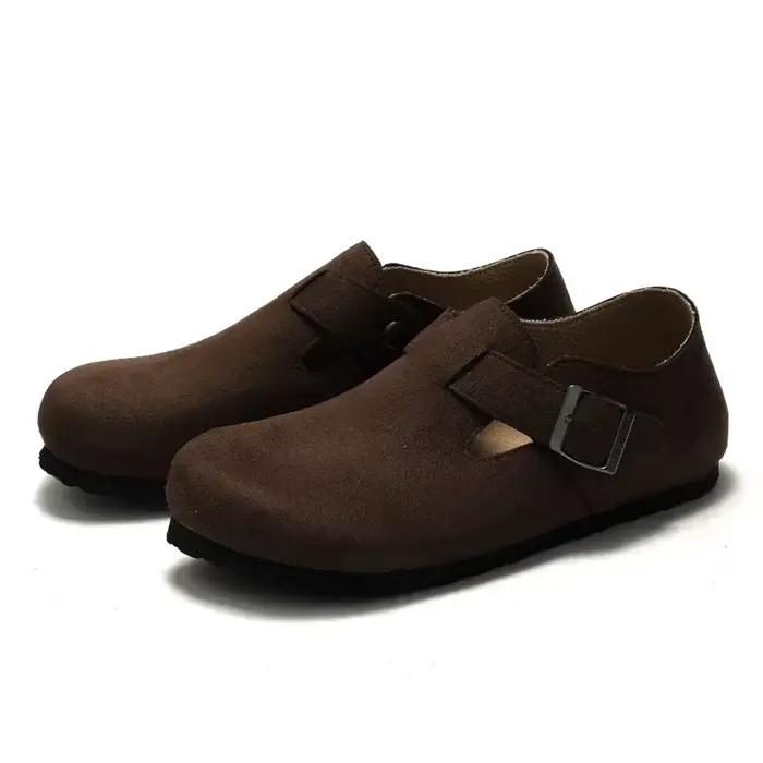 Chaussures décontractées unisexes semelle en liège cuir respirant pour homme et femme automne hiver polyvalentes à offrir occasions multiples