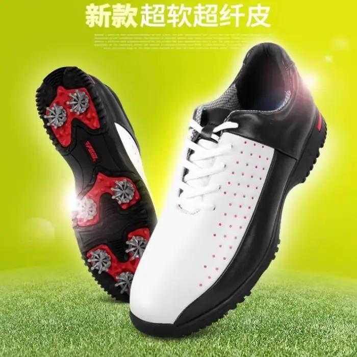 Chaussures de golf imperméables et respirantes pour homme avec semelles antidérapantes et tiges en cuir synthétique pour les amateurs de golf et les joueurs expérimentés