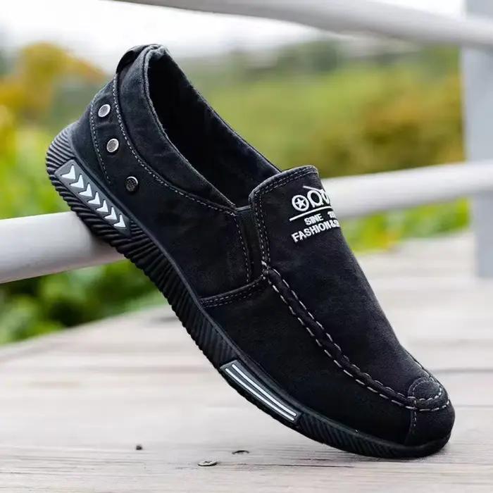 Chaussures en toile pour hommes en denim, baskets à enfiler, mocassins de conduite d'extérieur tendance vintage pour l'été