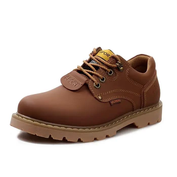 Marron hommes en cuir véritable chaussures décontractées marque bottes basses pour hommes travail chaussures de sécurité Couple outillage moto chaussures hommes
