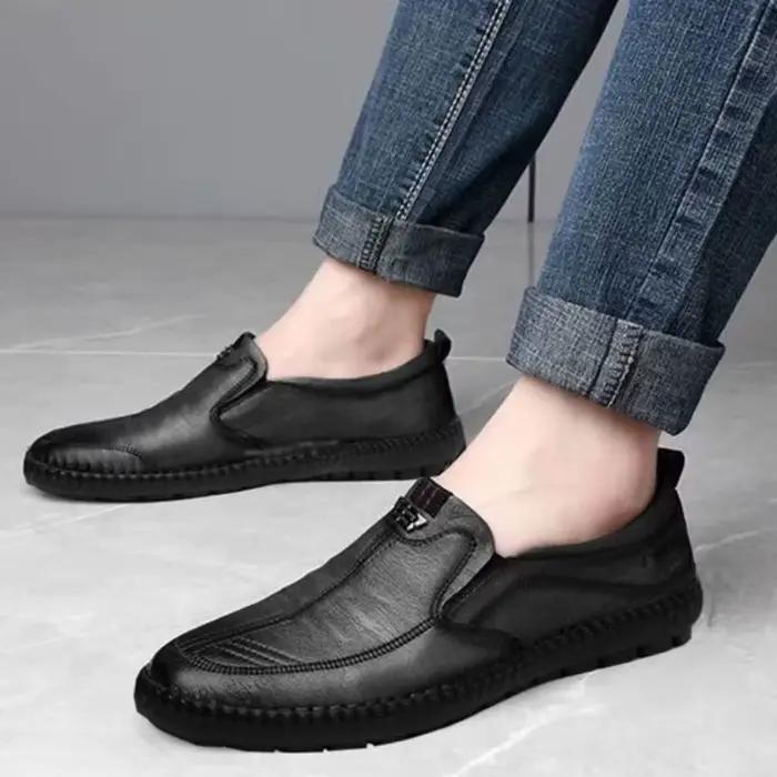 Chaussures décontractées pour hommes d'affaires, respirantes, légères, en cuir, mocassins à enfiler, chaussures de conduite, chaussures d'été de haute qualité pour hommes