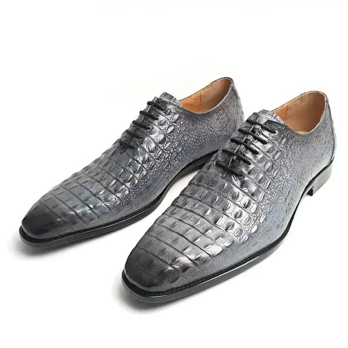 Oxford luxe classique chaussures De mariage pour hommes motif Crocodile Zapatos De Vestir Hombre à lacets haute qualité à lacets mariage