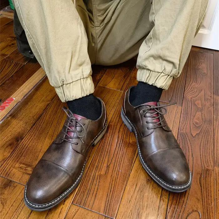 Chaussures Derby rétro en cuir artificiel homme décontractées printemps automne occassions spéciales à offrir