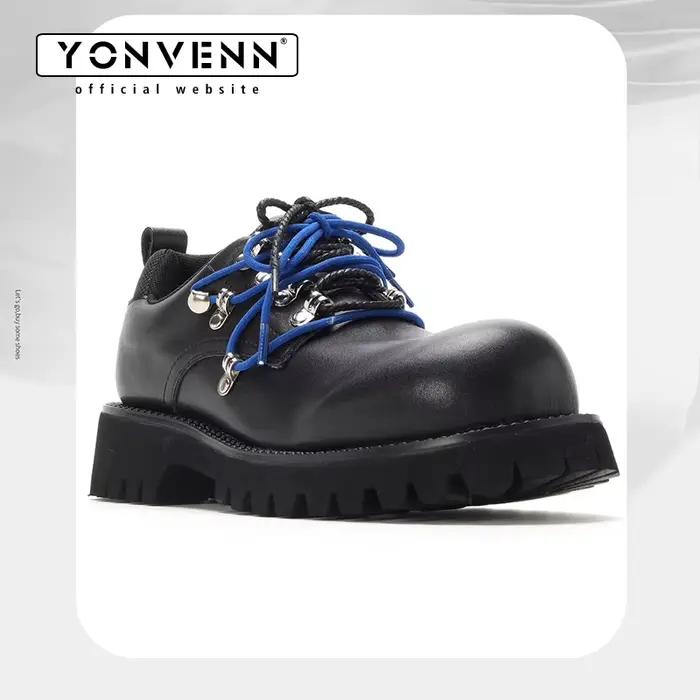 YONWENN chaussures de travail en cuir originales pour hommes mode Double dentelle Design site officiel couleur bloquée