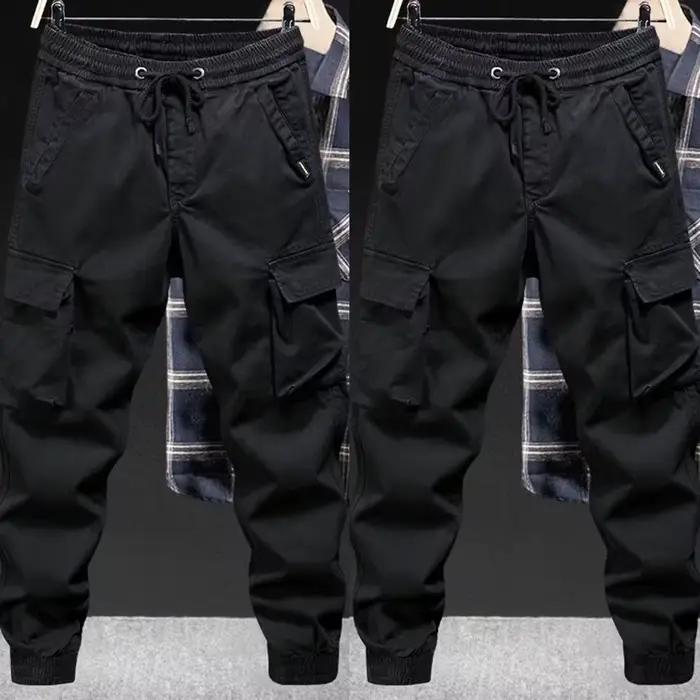 Mode travail décontracté pour hommes printemps et automne marque à la mode pieds amples couleur unie travail américain pantalons décontractés