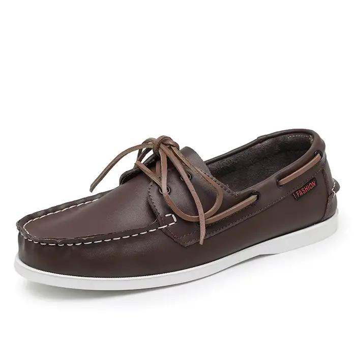Chaussures de pont Sanzoog en cuir fendu décontractées pour hommes printemps automne ocassions spéciales confort durables élégantes à offrir