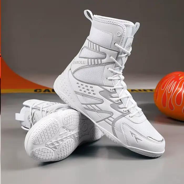 Chaussures de boxe et de lutte respirantes pour hommes, idéales pour entraînement et compétition, adaptées aux squats, semelles en caoutchouc et EVA