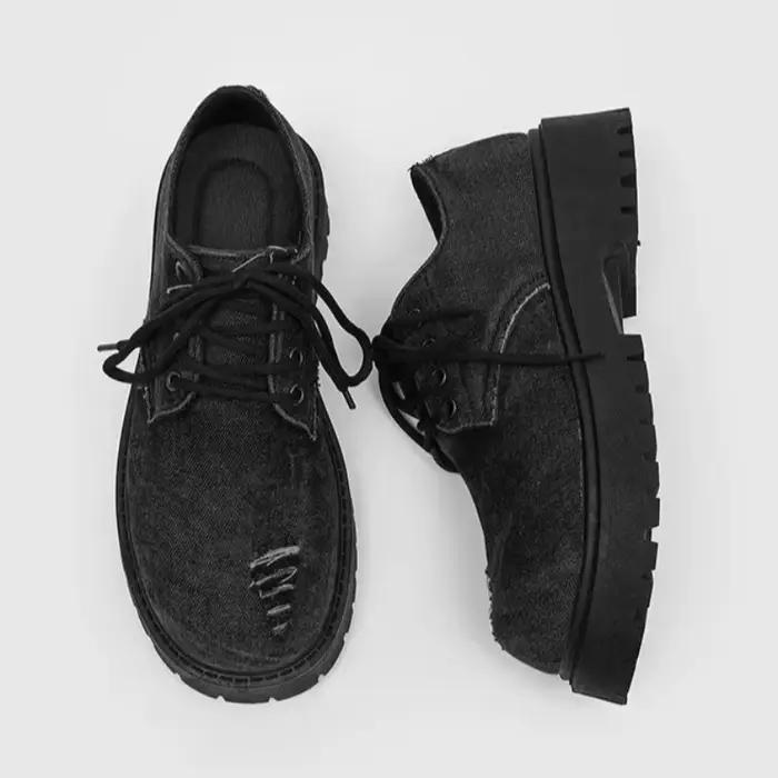 Chaussures Derby à plateforme en Denim vieilli pour hommes