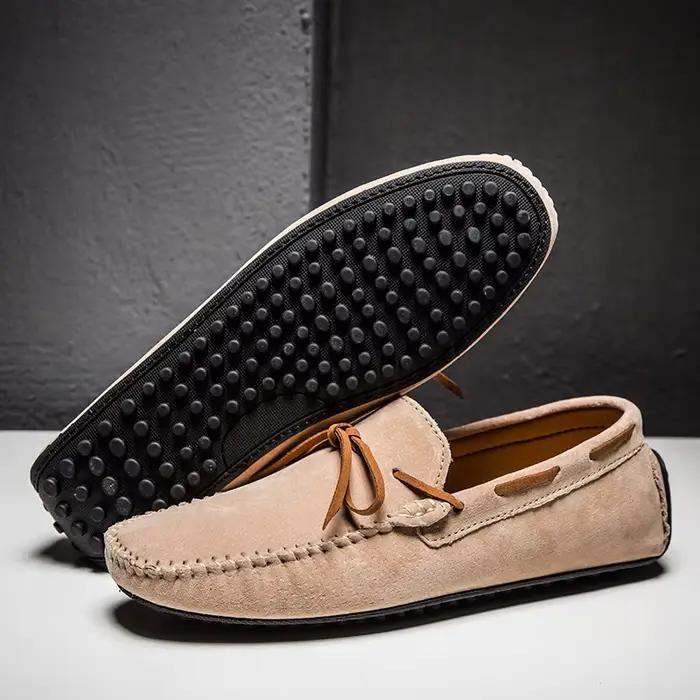 Mocassins en cuir souple pour hommes, chaussures décontractées, confortables, de conduite, plates, faites à la main, à enfiler, élégantes, de haute qualité
