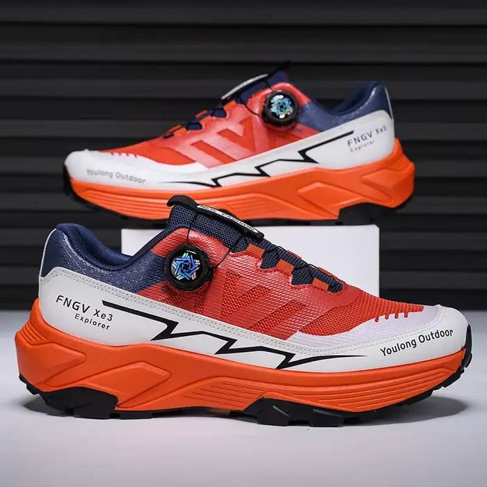 Chaussures de randonnée homme en nylon maille aérée avec boucle rotative pour randonnées et activités extérieures