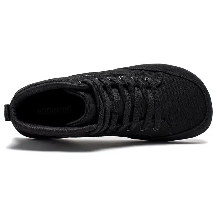 HOBIBEAR chaussures mi-hautes pieds nus unisexe boîte à bout large baskets en toile zéro goutte à lacets