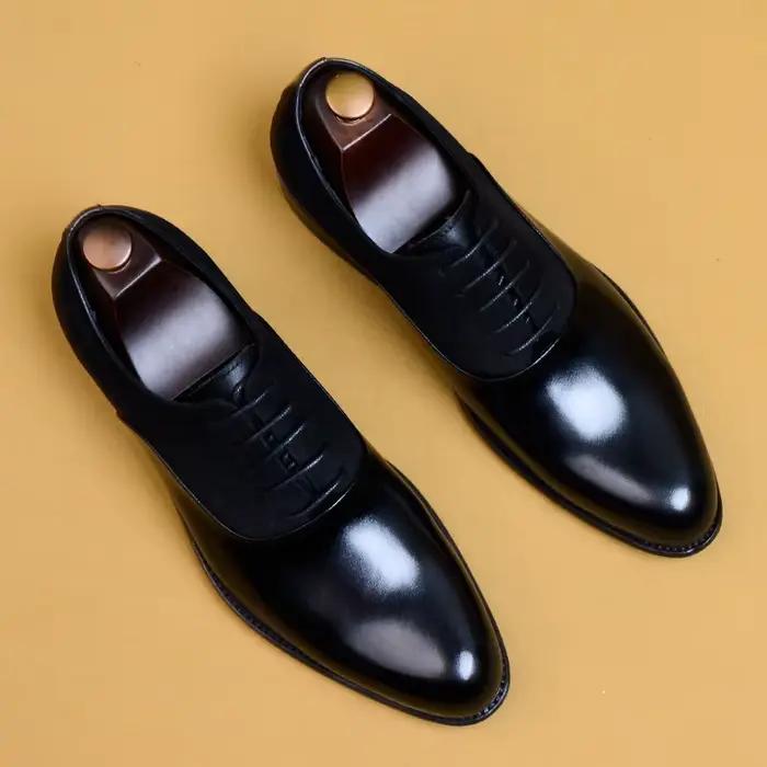 Brogue en cuir de vache véritable pour hommes d'affaires