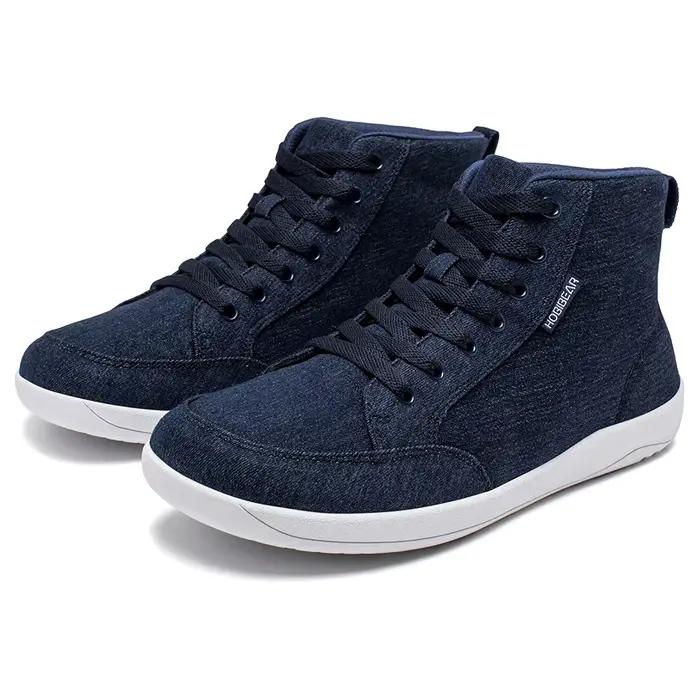 HOBIBEAR chaussures mi-hautes pieds nus unisexe boîte à bout large baskets en toile zéro goutte à lacets