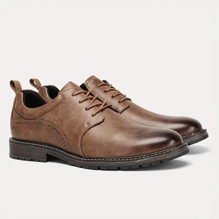 Chaussures Derby décontractées rétro marron pour hommes