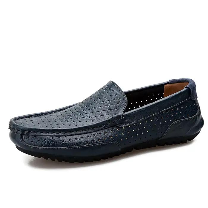 Chaussures pour hommes noires 2026 – Mocassins décontractés en cuir véritable