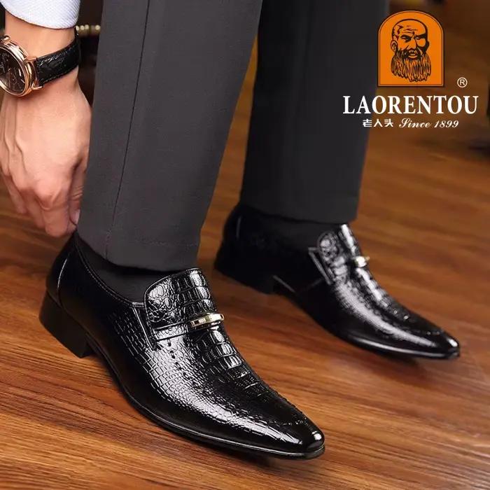 Chaussures d'affaires britanniques en cuir véritable pour hommes