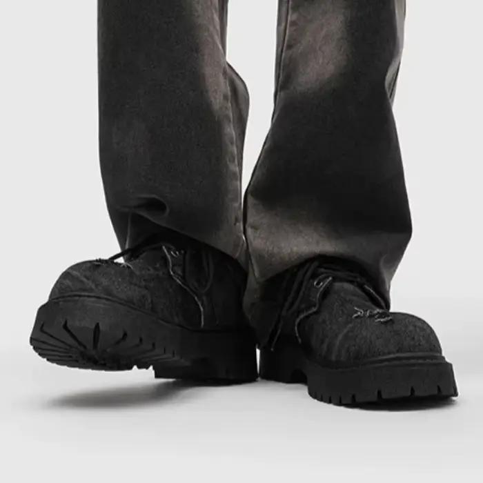 Chaussures Derby à plateforme en Denim vieilli pour hommes