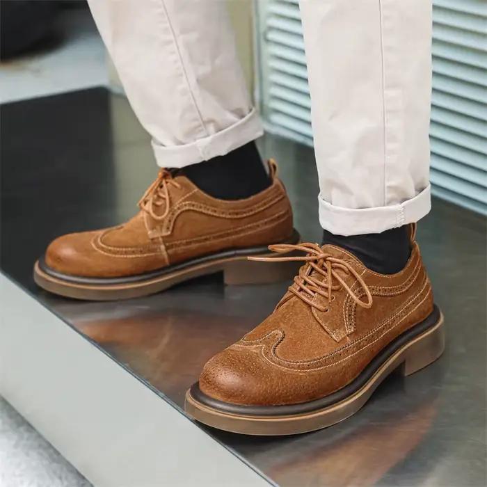 Brogue-Chaussures en cuir véritable pour hommes