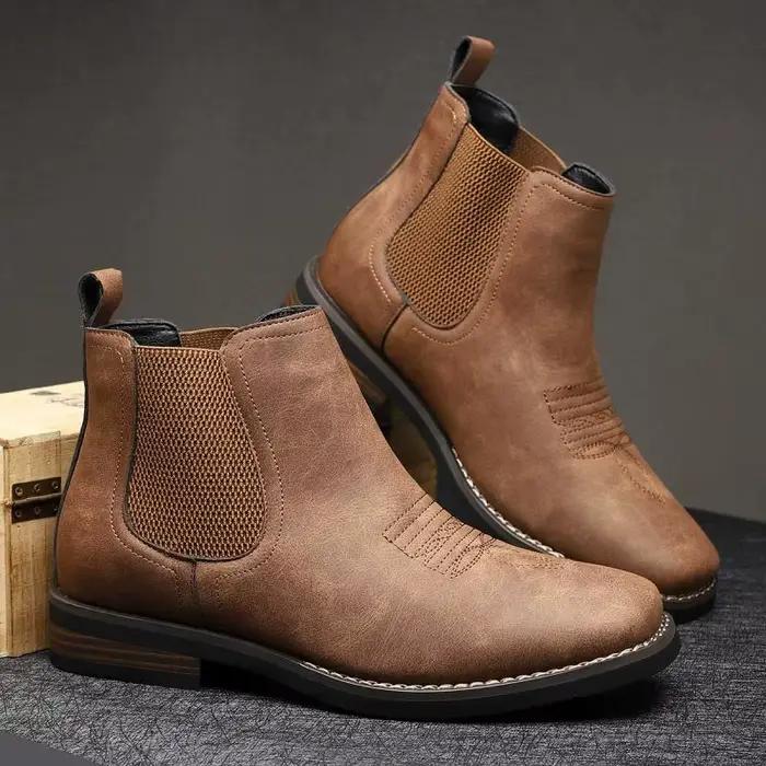 Bottes Chelsea de luxe en cuir fait main pour hommes, mi-mollet, style britannique, décontractées et durables pour toutes les occasions