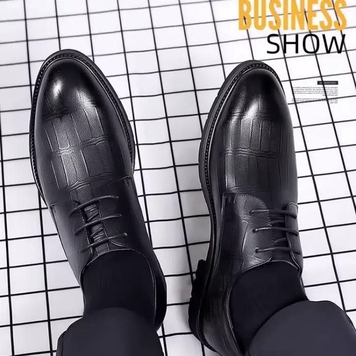 Chaussures habillées en cuir pour hommes, chaussures Oxford de luxe à lacets pour hommes, chaussures de créateur à bout pointu pour fêtes, mariages, bureau et occasions formelles